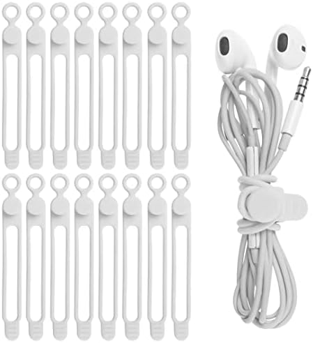 Silicone Cable Ties, Cord Organizer Cable Management(16Pcs-White)