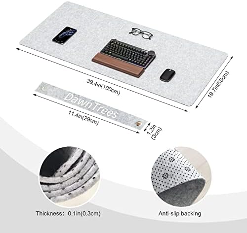 DAWNTREES Large Felt Desk Mat,39.4''x19.69'' Full Keyboard and Mouse Pad