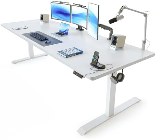 FEZIBO Standing Desk 83 × 37 Inch Electric Height Adjustable, White