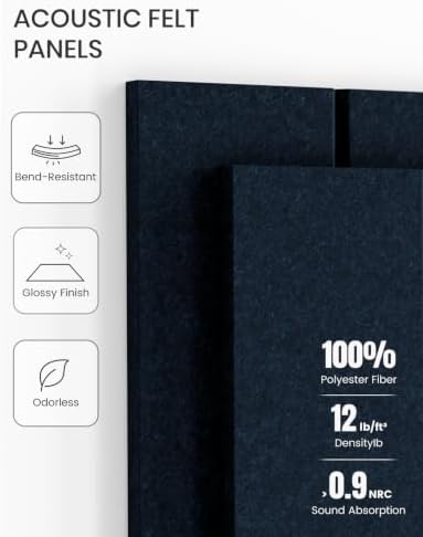 Fluxynara 48" x 36" Large Felt Bulletin Board, Carbon Blue