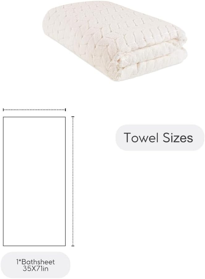 Turkish Cotton Ultra-Soft Plush Absorbent Quick Dry Bathroom Towel Set, Made in Turkey (Cream, Bath Sheet)