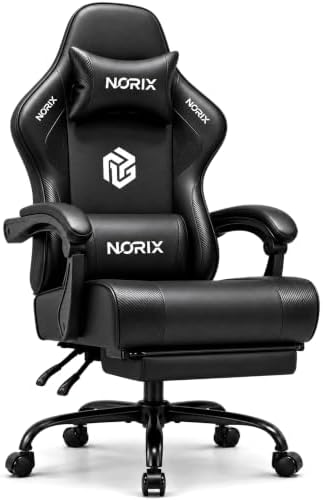 Video Gaming Chair for Adults with Footrest, Ergonomic Computer Chair,Black