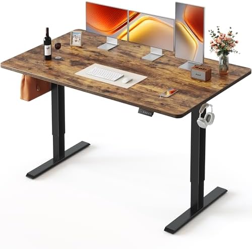 FEZIBO Standing Desk 55 × 28 Inch Electric Height Adjustable, Rustic Brown