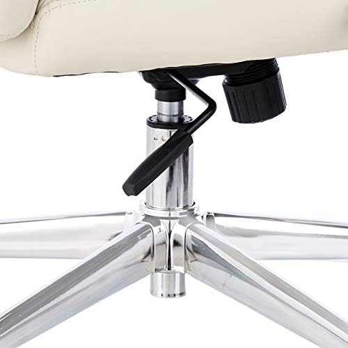 Amazon Basics Executive Desk Chair with Easy Assembly, Adjustable Height, 275lb Capacity, Oversized Cushion, 29.13"D x 25.2"W x 43.11"H, Ivory Bonded Leather