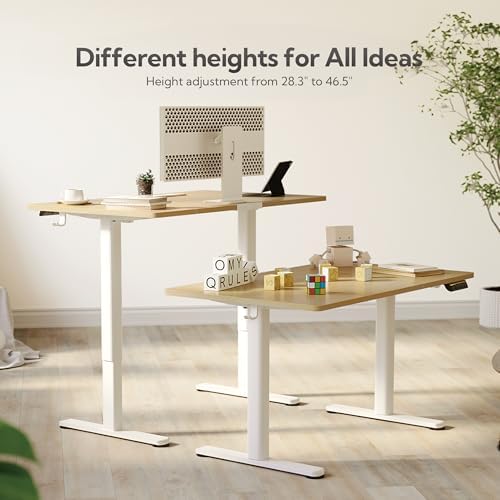Claiks Electric Height Adjustable Standing Desk, 63x24 Inch, Nature
