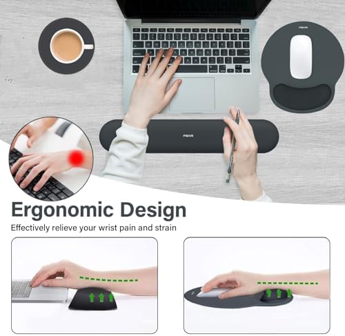 MOSISO Wrist Rest Support for Mouse Pad&Keyboard Set, Slate Gray