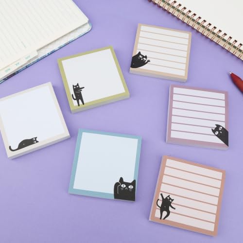 Mr. Pen- Black Cat Sticky Notes Set, 3" x 3", 6 Pads, 480 Sheets