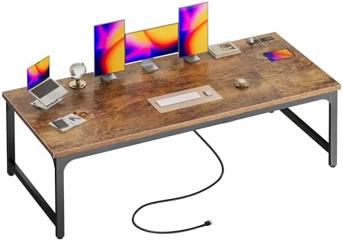 Huuger 71 x 31.5 inch Desk with Power Outlets & 0.95 Inch Thicker Desktop
