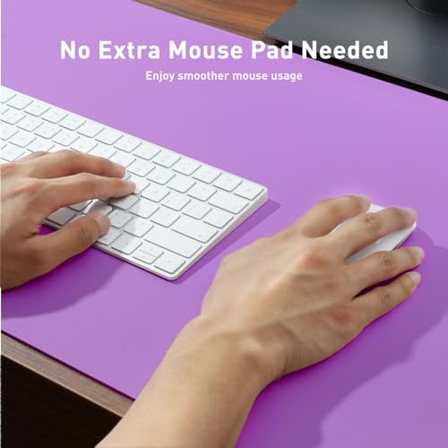 Aothia Faux Leather Desk Mat - Non-Slip PU Leather Desk Blotter, Waterproof Writing Surface, Large Desk Pad for Office & Home (Iris Violet, 55" x 24")