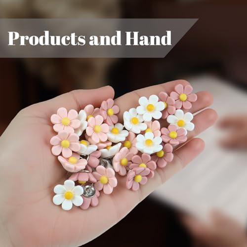 30 Pcs Flowers Push Pins Decorative Thumb Tacks in 3 Colors Cute Office Decor for Women Cork Board Bulletin Board, Photos Wall Maps and Other Offices Schools Supplies Christmas Decoration