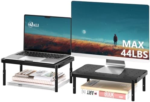 WALI Computer Monitor Stand for Desk, Adjustable Laptop Riser, up to 44 lbs