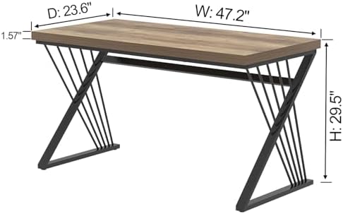 FOLUBAN Computer Desk, Modern Home Office Desk, Industrial Wood and Metal Study Writing Work PC Table for Bedroom Living Room, Rustic Oak, 47 Inch