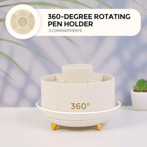 SKYDUE Desk Organizer Set with 360° Rotating Pen Holder