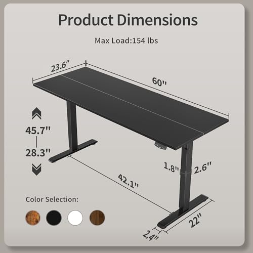 Agilestic 60 * 24 Inch Height Adjustable Electric Standing Desk, Black