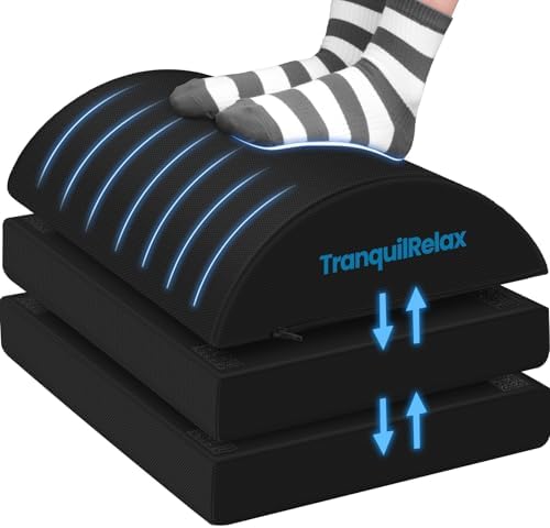 TranquilRelax Foot Rest Under Desk, 3-Height Adjustable Foot Stool, Black