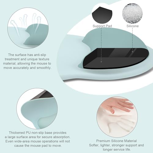 MOSISO Wrist Rest Support for Mouse Pad&Keyboard Set, Aquamarine