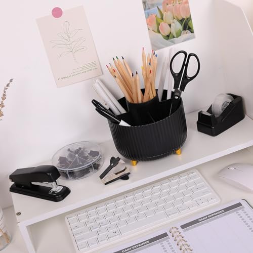 SKYDUE Black Office Supplies with Pencil Holder,Desk Accessories 11PCS