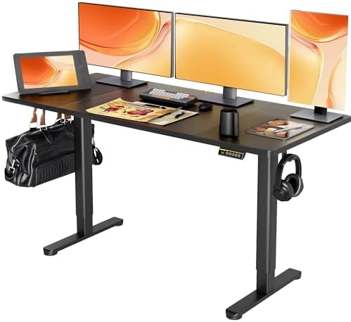 Claiks Electric Height Adjustable Standing Desk, 63x24 Inch, Black