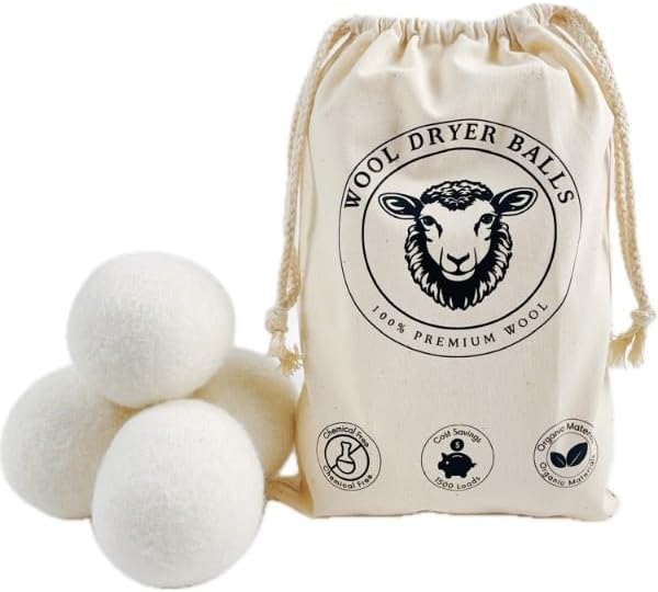 Natural Fabric Softener, Organic, Reusable, Unsented, 6-Pack XL, Replacment to Dryer Sheets,1500 Loads, Hypoallergenic
