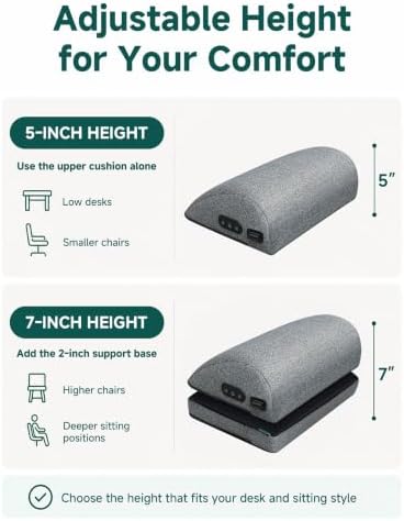 Snailax Heated Foot Rest Under Desk, Adjustable Height Foot Stool with Heat