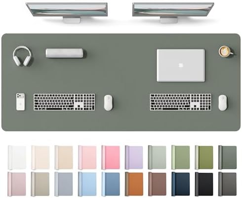 YSAGi Leather Desk Protector, Office Mat, Large Mouse Mat, Non-Slip PU Leather Blotter, Laptop Desk Mat, Waterproof Writing Pad for Office and Home(Dark Green, 63" x 24")