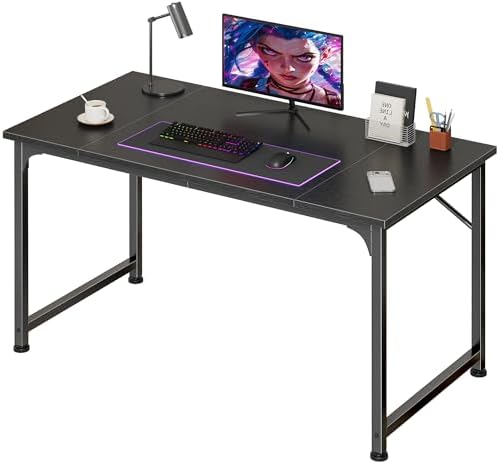 PRAISUN 40 Inch Computer Desk, Office Desk, Spacious Desktop, Black