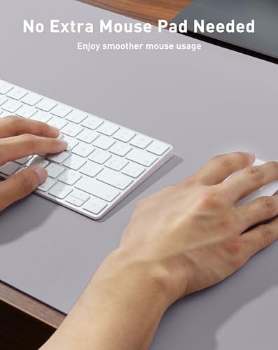 Aothia Faux Leather Desk Mat - Large Mouse Pad, Non-Slip PU Leather Blotter, Waterproof Writing Surface for Office and Home (Smoky Lavender, 40" x 24")