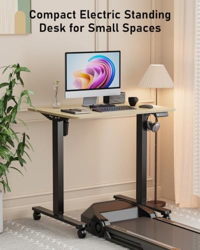 32" Small Rolling Electric Standing Desk Adjustable Height for Home Office