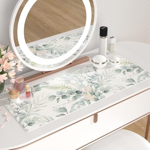 QiyI PU Leather Large Mouse Pad, Office Desk Mat, 31.5" x 11.8", Eucalyptus