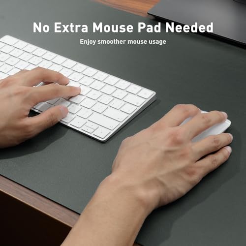 Aothia Faux Leather Desk Mat - Non-Slip PU Leather Desk Blotter, Waterproof Writing Surface, Large Desk Pad for Office & Home (Jungle Green, 55" x 17")