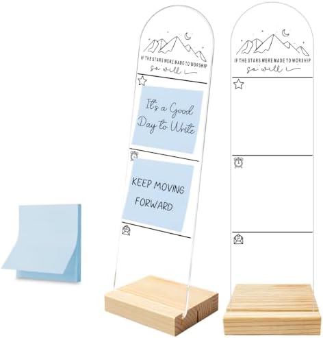 Sticky Note Holder, Monitor Memo Board, Message Board, Acrylic Desk Organizer Wooden Base with 100Pcs Notes Office Desk If The Stars were Made to Worship
