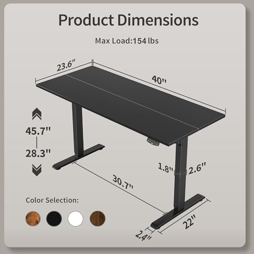 Agilestic 40 * 24 Inch Height Adjustable Electric Standing Desk, Black