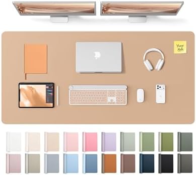 YSAGi Leather Desk Pad Protector, Office Desk Mat, Large Mouse Pad, Non-Slip PU Leather Desk Blotter, Laptop Desk Pad, Waterproof Desk Writing Pad for Office and Home (Latte,55" x 24")