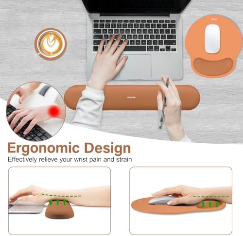 MOSISO Wrist Rest Support for Mouse Pad&Keyboard Set, Cosmic Orange