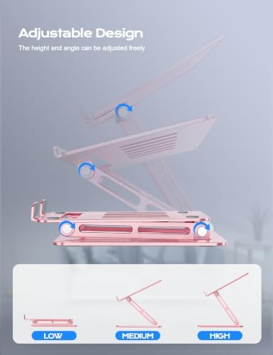 LOXP Aluminum Laptop Stand, Laptop Stand for Desk Ergonomic -Pink