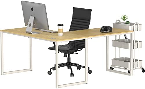 SHW Mission 55 x 60 L-Shape Home Office Computer Desk, Oak