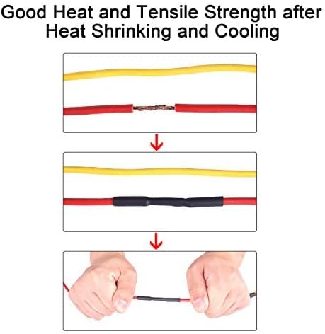 XHF UL Listed 225 Pcs 3:1 Waterproof Heat Shrink Tubing Kit Marine Grade Adhesive Lined Heat Shrink Tube, Insulation Sealing Oil-Proof Wear-Resistant Red