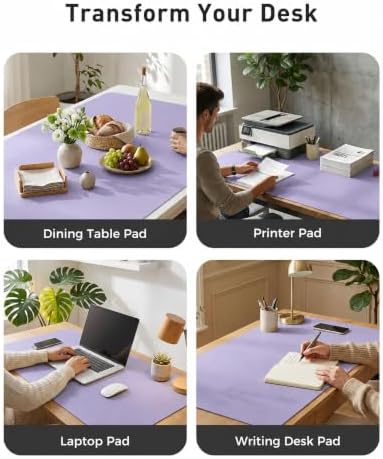 Aothia Faux Leather Desk Mat Mouse Pad, 42" x 17", Light Purple