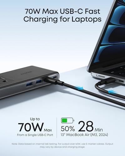 Anker Nano Power Strip, Desk Clamp, 70W Max, 1500J Surge Protector, 2 USB C