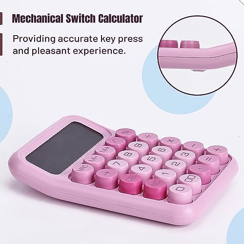 Mr. Pen- Mechanical Switch Calculator, 12 Digit Large LCD Display, Pink