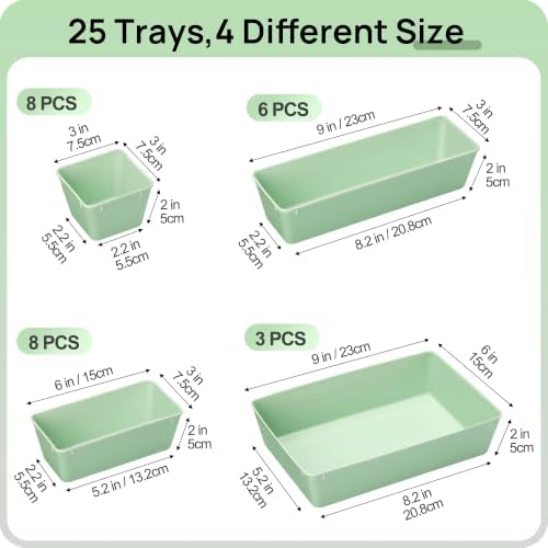 Vtopmart 25 Pack Plastic Drawer Organizers with Non-slip Rubber Pads