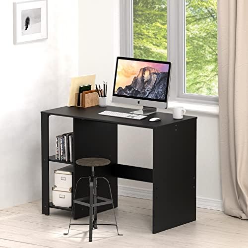 SHW 38-Inch Home Office Computer Desk with Shelves, Black