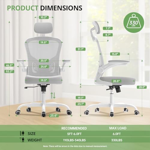 Synorla Office Chair|330LBS Capacity Ergonomic Desk Chair