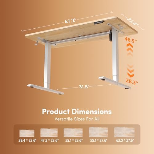 FEZIBO Standing Desk 48 × 24 Inch Electric Height Adjustable, Maple