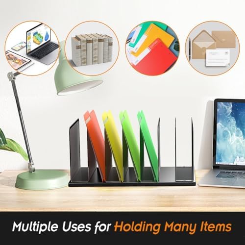 Kuntine.B 7-Section Upright Desk File Organizer Black 2 Pack