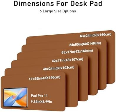 Aothia Faux Leather Desk Mat - Large Mouse Pad, Non-Slip PU Leather Blotter, Waterproof Writing Surface for Office and Home (Brown, 42" x 17")