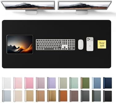 YSAGi Leather Desk Protector, Office Mat, Large Mouse Mat, Non-Slip PU Leather Blotter, Laptop Pad, Waterproof Writing Pad for Office and Home (Black, 47" x 17")