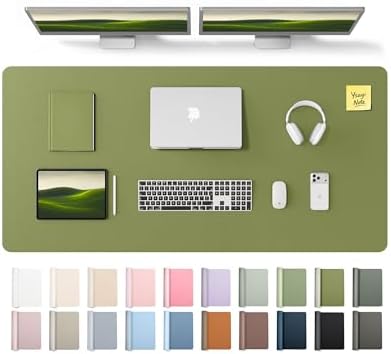 YSAGi Leather Desk Pad Protector, Office Desk Mat, Large Mouse Pad, Non-Slip PU Leather Desk Blotter, Laptop Desk Pad, Waterproof Desk Writing Pad for Office and Home (Green,55" x 24")