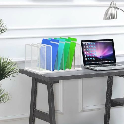 Kuntine.B 7-Section Upright Desk File Organizer Silver 1 Pack