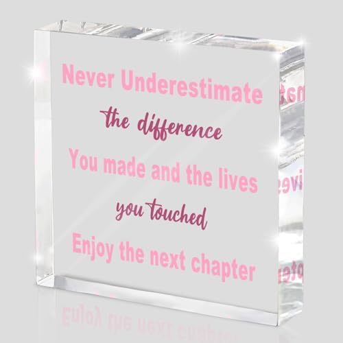 Retirement Gifts for Women - Boss Present for Lady - Pink Acrylic Decoration Office Desk Decor Retirement Decorations - Coworker Leaving Gifts for Women